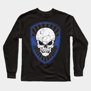 Thin Blue Line Skull Long Sleeve T-Shirt